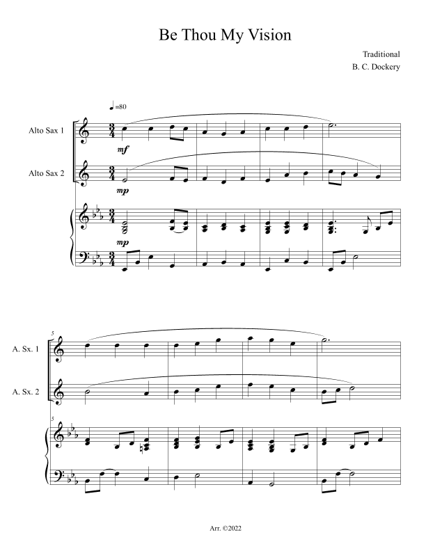 Be Thou My Vision (Alto Sax Duet with Piano Accompaniment) (arr. B. C. Dockery)