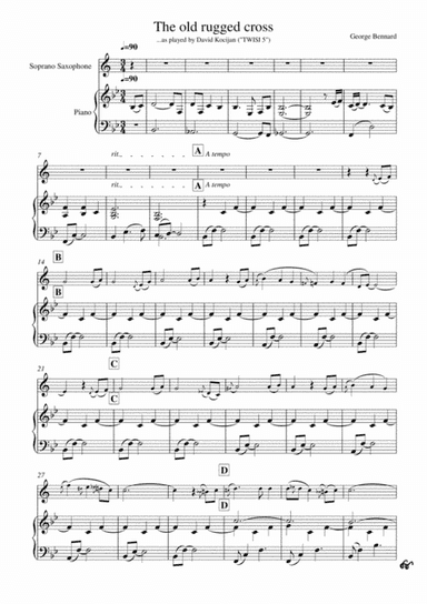 The old rugged cross (piano & soprano sax) (arr. David Kocijan)