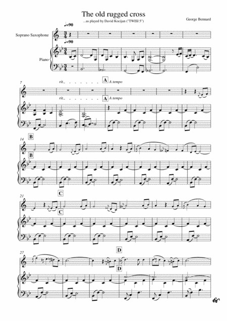 The old rugged cross (piano & soprano sax) (arr. David Kocijan)