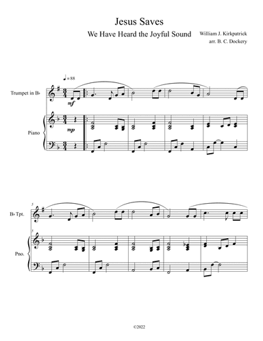 Jesus Saves (We Have Heard the Joyful Sound) Trumpet Solo with Piano (arr. B. C. Dockery)