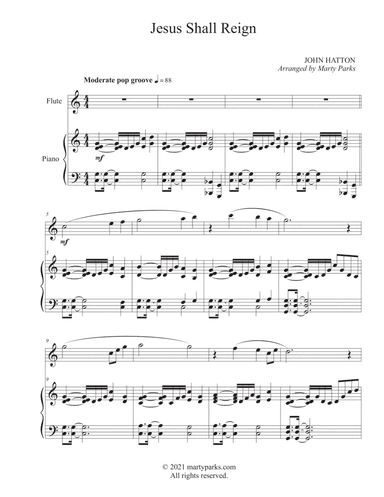 Jesus Shall Reign (Flute-Piano) (arr. Marty Parks)