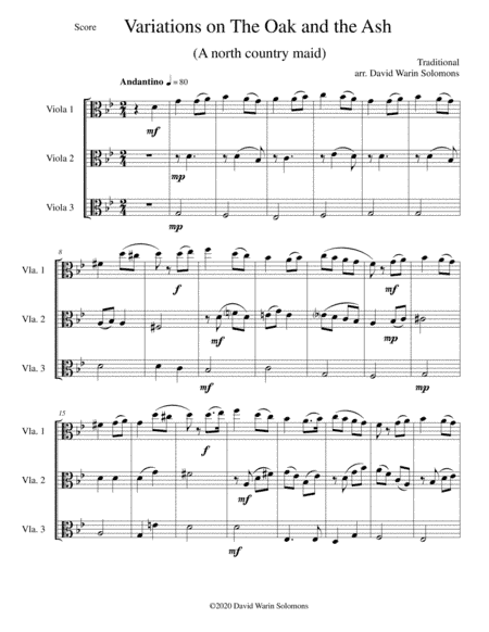 Variations on The Oak and the Ash (A north country Maid) for viola trio (arr. David Warin Solomons)