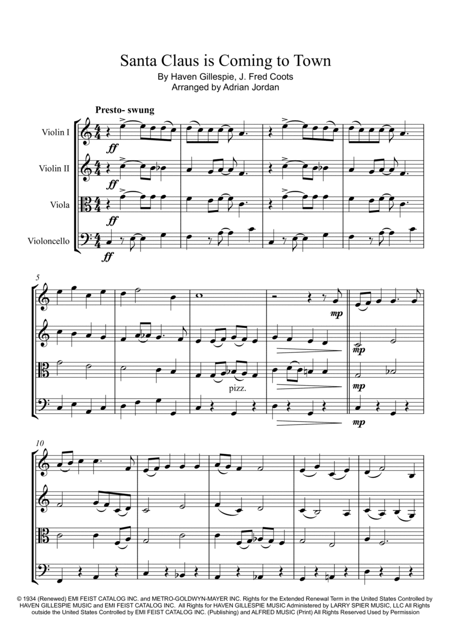Santa Claus Is Comin' To Town (arr. Adrian Jordan)