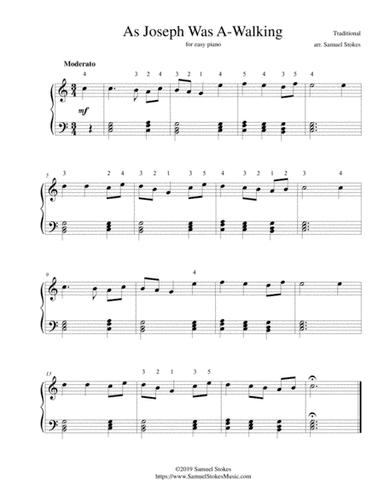 As Joseph Was A-Walking (The Cherry Tree Carol) - for easy piano (arr. Samuel Stokes)