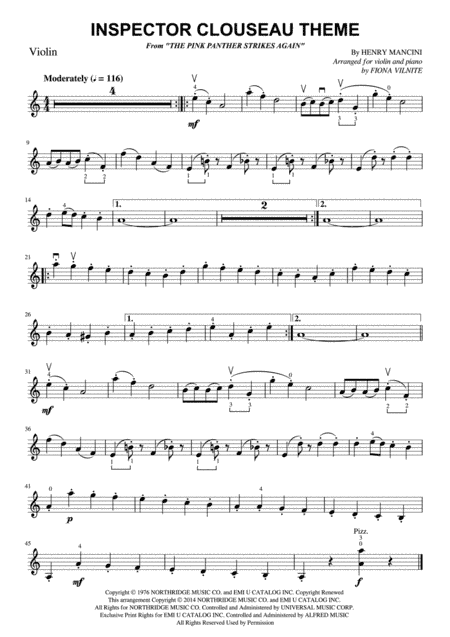 Inspector Clouseau Theme (arr. Fiona Vilnite)