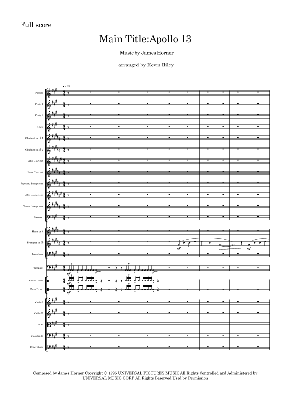 Main Title - Apollo 13 (arr. Kevin Riley)