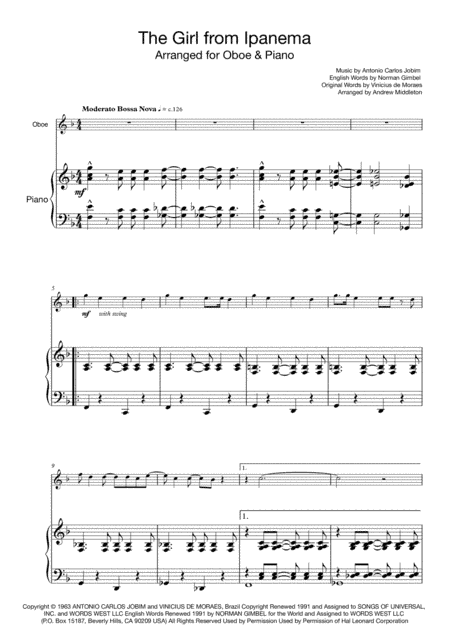 The Girl From Ipanema (Garota De Ipanema) (arr. Andrew Middleton)