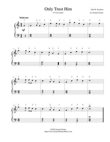Only Trust Him - for easy piano (arr. Samuel Stokes)