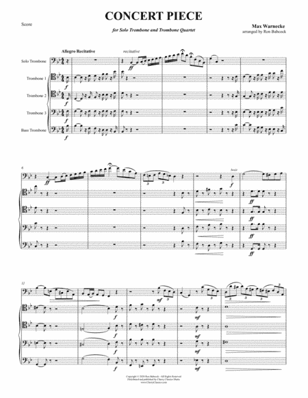 Concert Piece, Op. 28 for Solo Trombone and Trombone Quartet (arr. Ron Babcock)