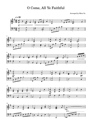 O Come, All Ye Faithful (arr. Mina Yu)