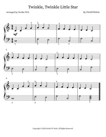 Twinkle, twinkle little star (arr. Noriko W.D.)