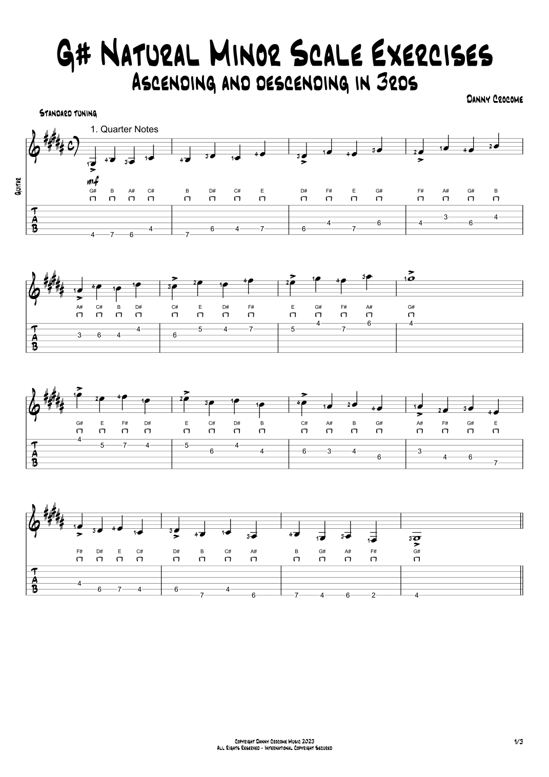 G# Natural Minor Scale Exercises - Ascending and Descending in 3rds