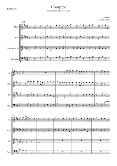 Hornpipe (G.F. Handel HWV 348-350) for Woodwind Quartet (arr. Fabio Britto)