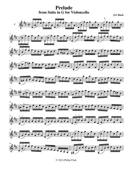 Prelude and Courant for Solo Violin in D, from Suite in G for Violoncello (arr. Philip Clark)