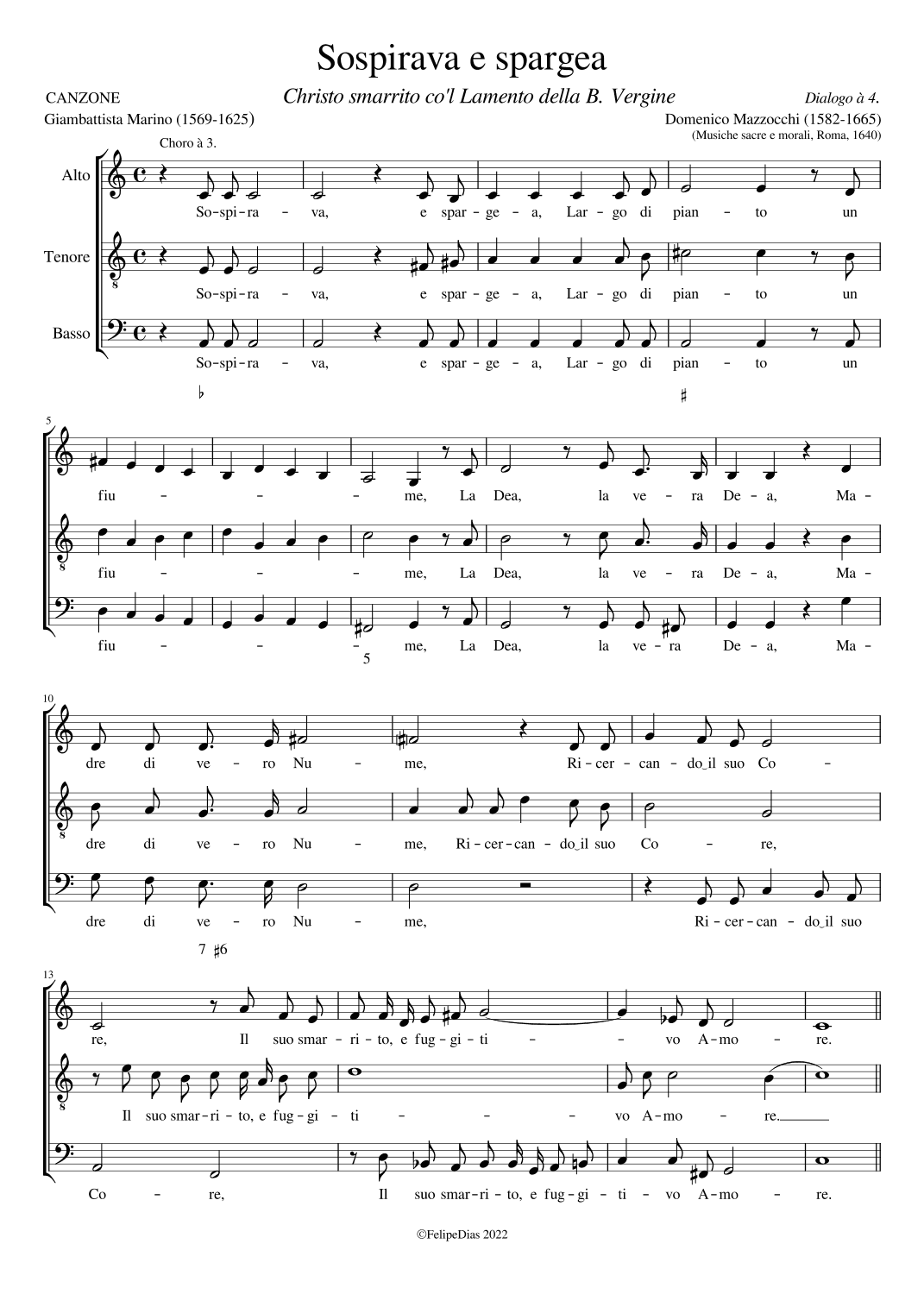 Christo smarrito: Sospirava e spargea (Lamento della Beata Vergine) (arr. Early Music Scores)