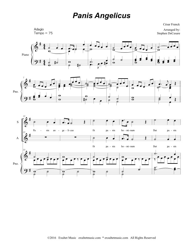 Panis Angelicus (Duet for Soprano and Alto Solo - Piano Accompaniment) (arr. Stephen DeCesare)