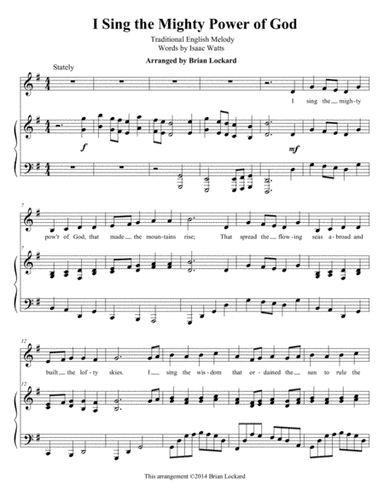 I Sing the Mighty Power of God Medium Voice and Piano (arr. Brian Lockard)