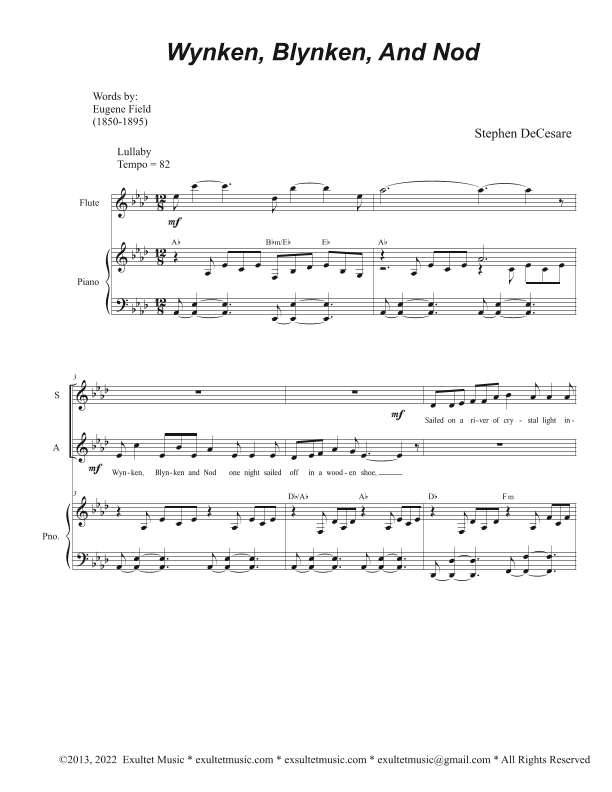 Wynken, Blynken, And Nod (SAB)