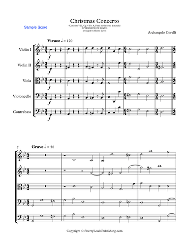 CHRISTMAS CONCERTO - STRING ORCHESTRA - Concerto VIII, Oop. 6 No. 8, Fatto per la Notte di natale, C (arr. Sherry Lewis)