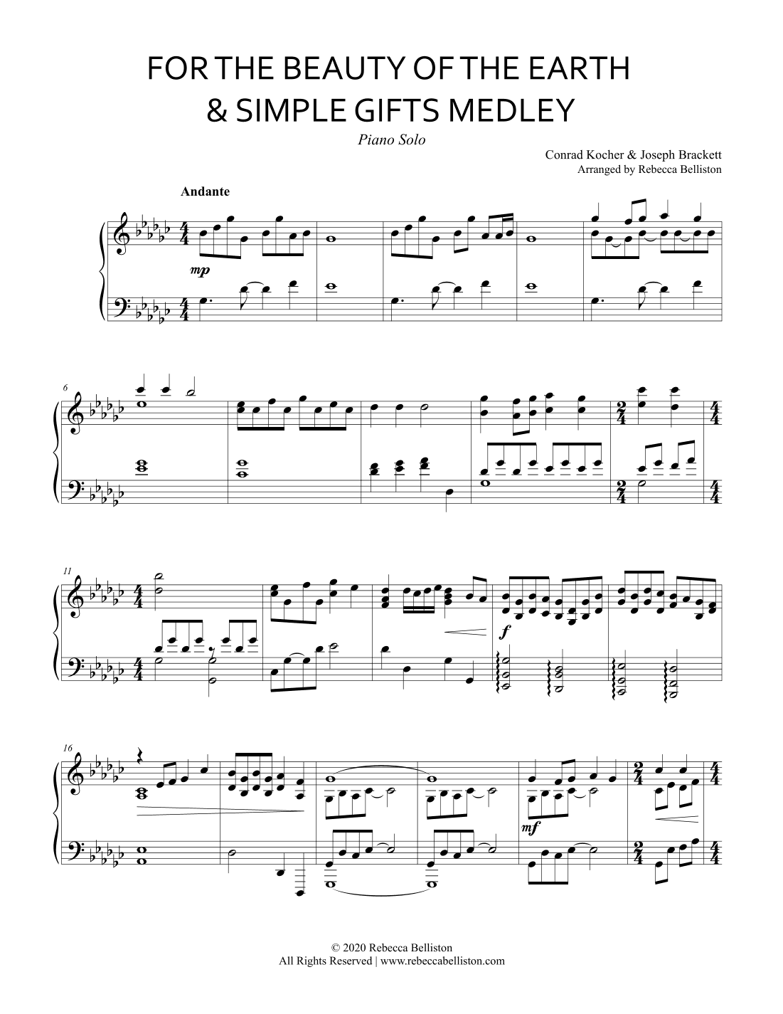 For the Beauty of the Earth/Simple Gifts (Piano Solo) (arr. Rebecca Belliston)