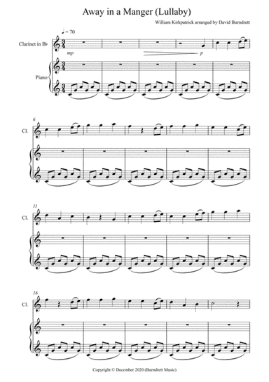 Away in a Manger (Lullaby) for Clarinet and Piano (arr. David Burndrett)