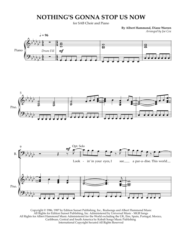 Nothing's Gonna Stop Us Now (arr. Joe Cox)