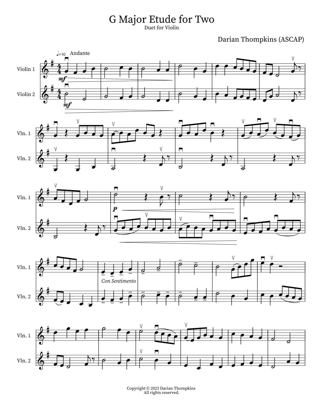 G Major Etude for Two