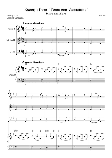 Excerpt from sonate k331 - "Tema con Variazione" (arr. Gildson Cerqueira)