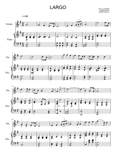 Handel - Largo (for violin and piano) (arr. Music-holley)