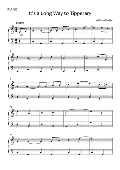 It's a Long Way to Tipperary - Easy Piano (arr. BWS Music)