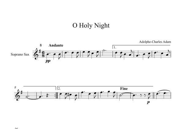 O Holy Night - Adolphe-Charles Adam (Soprano Sax) (arr. Digital Book Music)