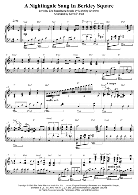 A Nightingale Sang In Berkeley Square (arr. Kevin P. Holt)