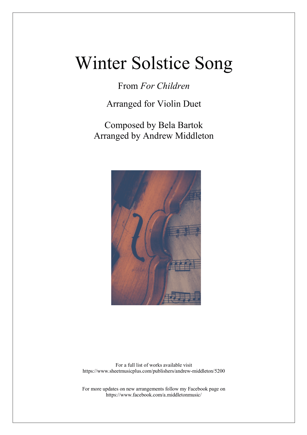 Winter Solstice Song arranged for Violin Duet (arr. Andrew Middleton)