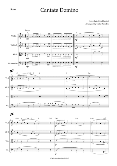 Cantate Domino - Handel (Strings Quartet) chords (arr. Cadu Barcelos)