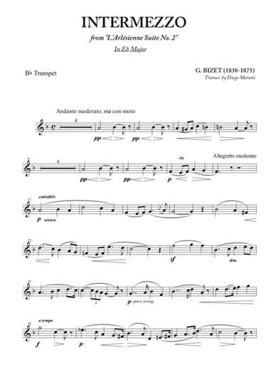 Intermezzo from "L'Arlesienne" for Trumpet and Piano (arr. Diego Marani)