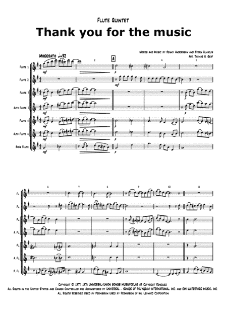 Thank You For The Music (arr. Thomas H. Graf)