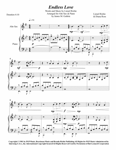 Endless Love (arr. James M. Guthrie, ASCAP)
