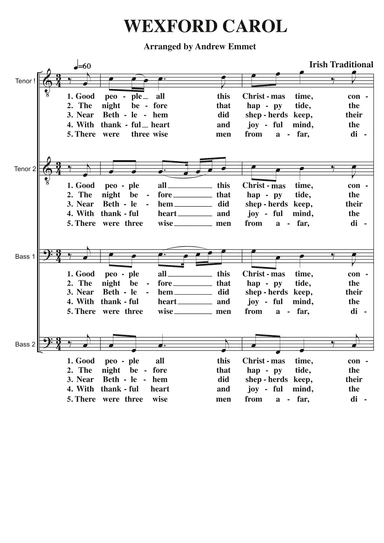 Wexford Carol A Cappella TTBB (arr. Andrew Emmet)