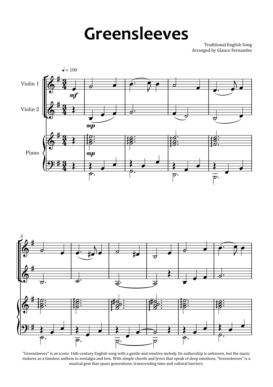 Greensleeves (arr. Glauco Fernandes)