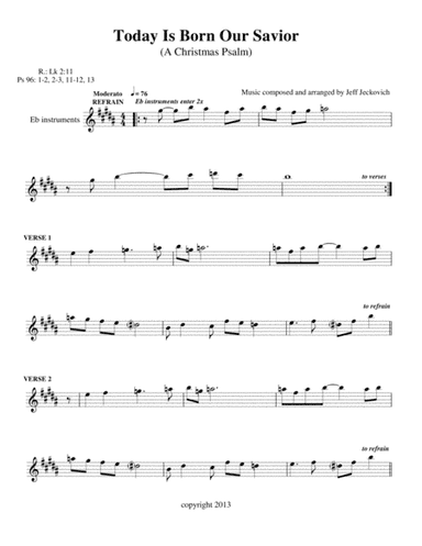 Today Is Born Our Savior (A Christmas Psalm) - two Eb instruments