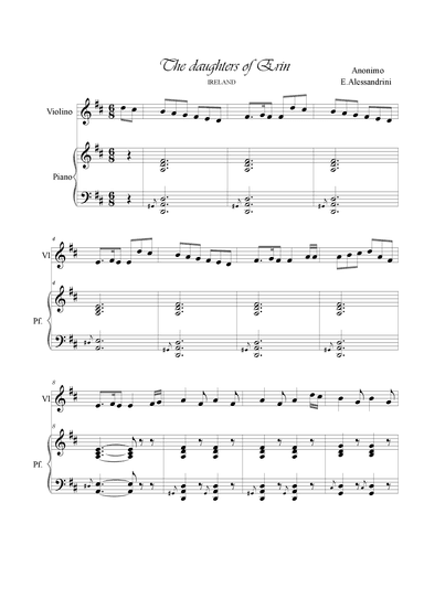 The daughter of Erin. Ireland folk music.Violin and piano (arr. Ester Alessandrini)