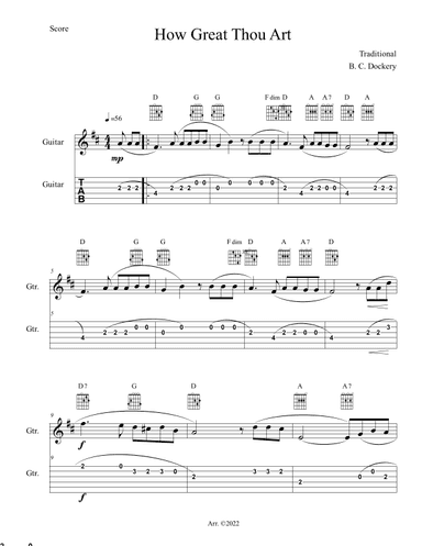 How Great Thou Art (Guitar Solo with TAB) (arr. B. C. Dockery)