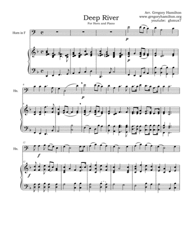 Deep River, arranged for Horn and Piano (arr. Gregory Hamilton)