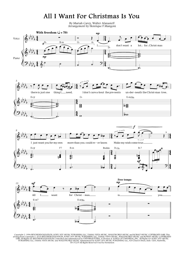 All I Want For Christmas Is You (arr. Henrique F Mangoni)