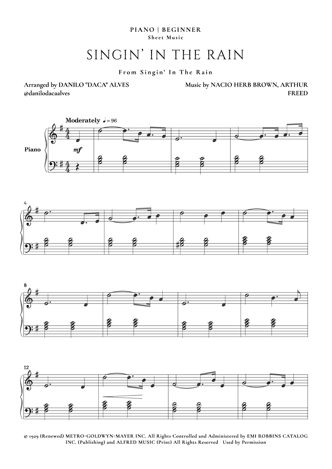Singin' In The Rain (arr. Danilo "Daca" Alves)