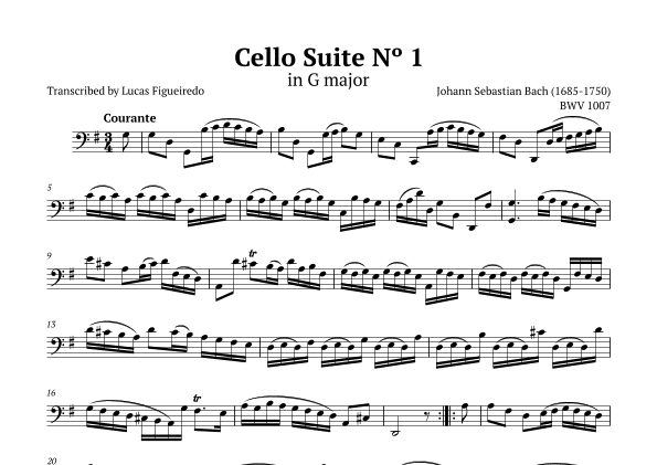 Cello Suite No 1 in G major - Courante - Bach (arr. Lucas Figueiredo)