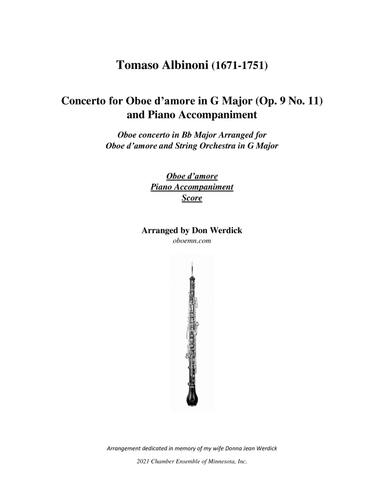 Concerto for Oboe d’amore in G Major, Op. 9 No. 11 (arr. Don Werdick (1946 - ))