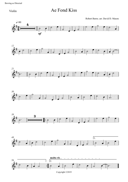 Ae Fond Kiss (arr. David D. Mason)