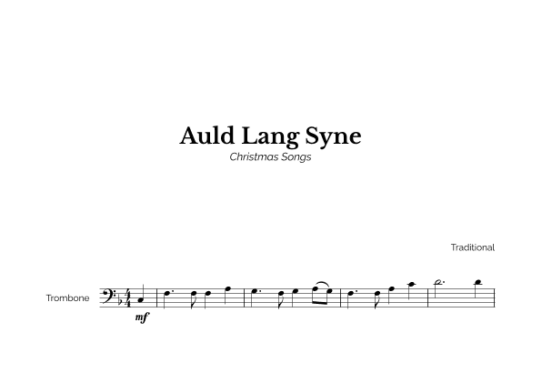 Auld Lang Syne for Easy Trombone Solo (arr. Marcos Soares)