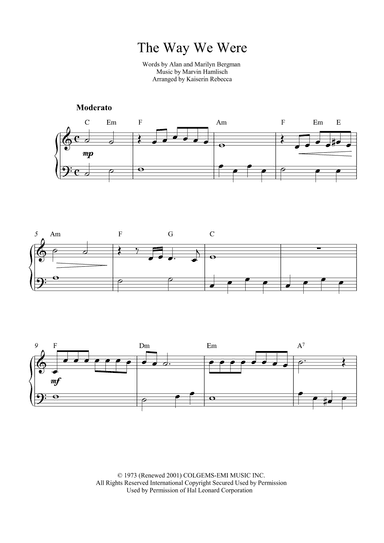 The Way We Were (arr. Kaiserin Rebecca)